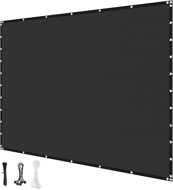 VEVOR 90% Sun Shade Cloth, 10 x 12 ft Pergola Shade Cover with Stainless Steel Grommets, Sun Shades Canopy Privacy Screen with 140 GSM HDPE Material, for Outdoor, Patio, Garden, and Backyard (Black)