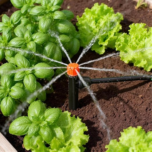 26pcs Drip Emitters for 1/4" Irrigation Tubing, Easy Connect Adjustable 360 Degree Water Flow Irrigation Sprayer On 5" Stake for 4/7mm Tube Locked Irrigation Drippers for Garden Flower Plant