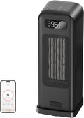 FLANUR Space Heaters for Indoor Use, Smart Portable Electric Heater with Thermostat, WiFi and Voice Control, 12H Timer, 4 Modes, 36dB 1500W PTC Ceramic Safety Heat for Office Bedroom Home 1Pack Black
