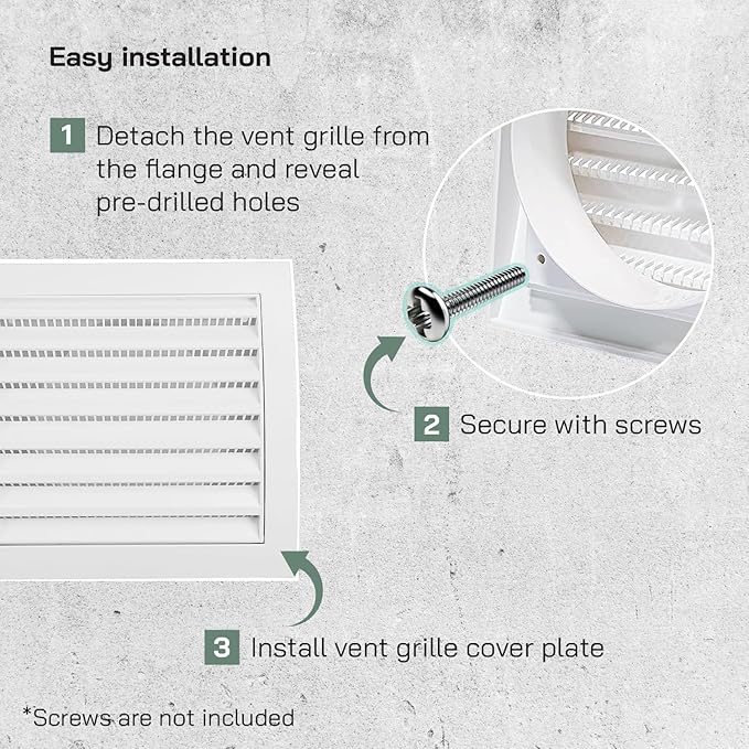 Vent Systems 4'' Inch White Pack of 10 Air Vent Cover Dryer Vents and Bathroom Exhaust Vents Pipe, Louvered Dryer Vent Cover - Exhaust, Supply Air Register Grille with Flange