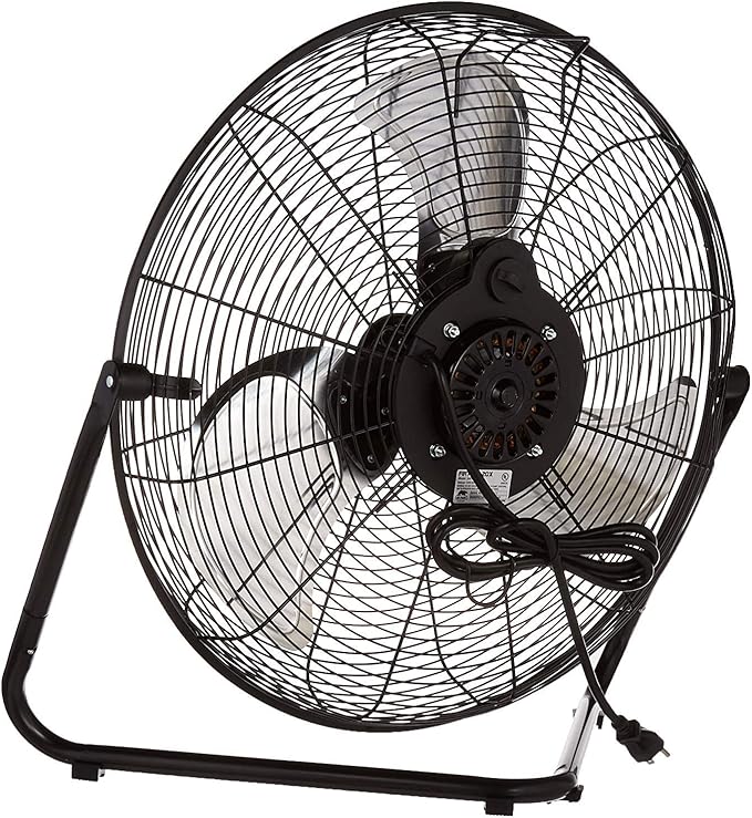 B-Air Firtana 20" High Velocity Electric Garage Floor Fan for Industrial and Home Use with 3-Speeds and Tilt Adjustable Fan Head, SAFF-20, Black