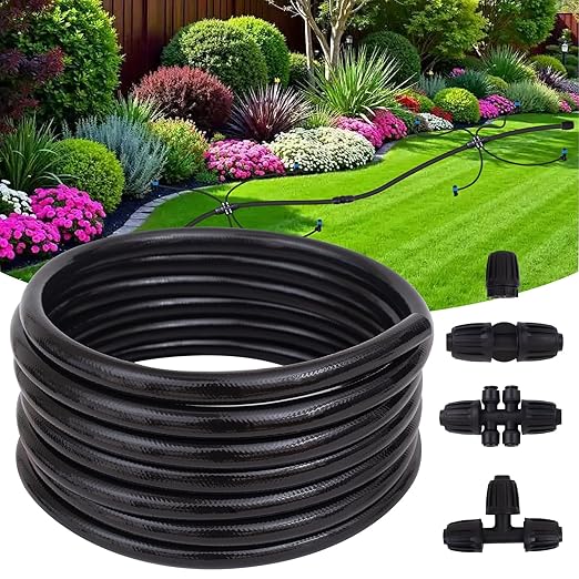 Inntop 40FT 1/2 Inch Drip Irrigation Tubing Extension Hose, Main Line Watering Tube for Expanding Garden Irrigation Systems with 4pcs Quick Connector