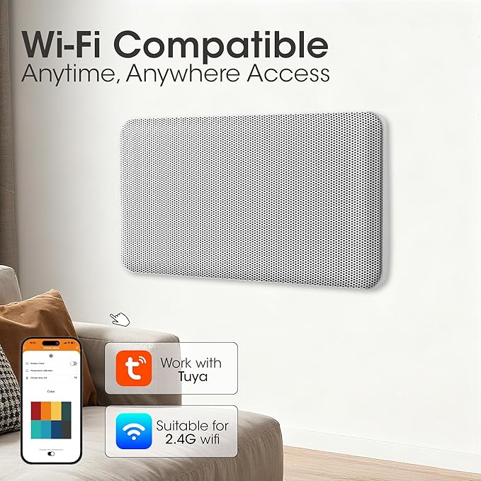 1500W Convection Heater,Space Heater for Large Room Use,Wifi App Control,24H Timer,Tip-over & Overheat Protection,Thermostat,Standing or Wall Mount,Electric Heaters for Indoor,Office,Bedroom,31 inch