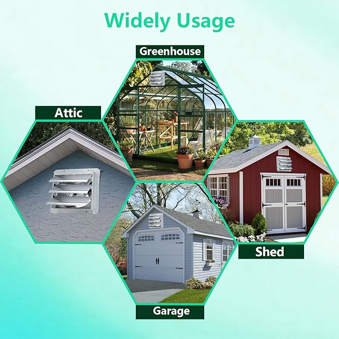 Shutter Exhaust Fan,7 inch Wall Mount Vent Fan with ON/OFF Switch,1600 RPM,760 CFM Attic Ventilator Fan for Greenhouse, Gable, Barn, Garage, Shed,Chicken Coops Ventilation Fans