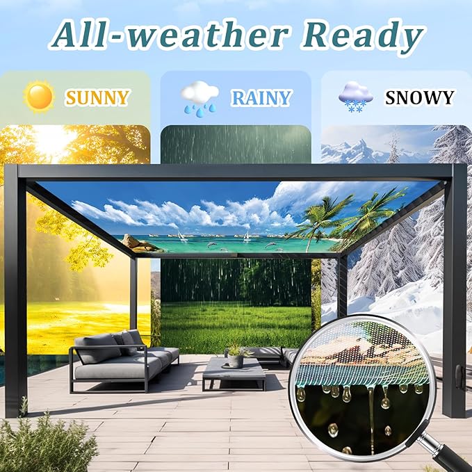 Shade&Beyond Custom Design Patio & Gazebo Backdrop Screen, Full-Color Printed PVC Shade Cloth with UV Resistant, Sun Shade Cover for Outdoor, Garden, Backyard, Balcony
