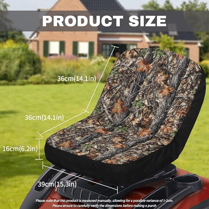 Classic Hunting Riding Lawn Mower Tractor Seat Cover, Wheatherproof Padded Cover Comfort fits Most Lawn Mower Seat Backrest with Storage Pockets
