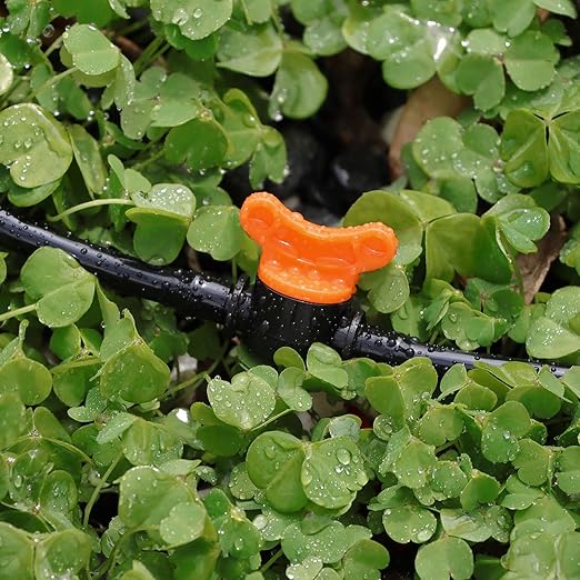 Kalolary 1/4" Drip Irrigation Valves, 30PCS Drip Line Barbed Valves Fittings Garden Shut Off Switch Valve for 4/7mm Tube Water Flow Control Drip Line Parts Cut Off Valve for Watering System (Orange)