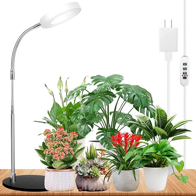 EWPJDK Grow Light Full Spectrum Plant Grow Lights with Detachable Base 48 LED Plant Light Desk Grow Lamp for Indoor Plants Growing Lamps (White, 1)