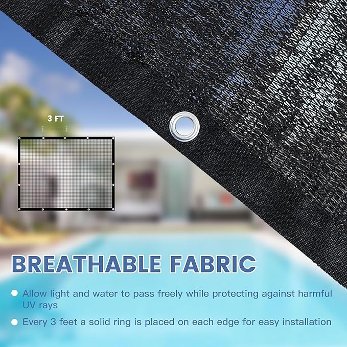 70% Shade Cloth for Garden, Customizing Outdoor Sun Shade Netting with Reinforced Grommets, Pergola Shade Cover Mesh Tarp for Plants Patio Greenhouse Chicken Coop, 3x7 FT, Black
