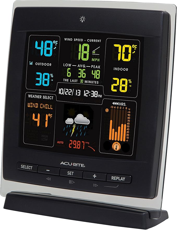 AcuRite Notos (00622) Pro Color Weather Station with Wind Speed, Temperature and Humidity, dark theme