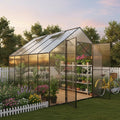 Kingdura 10x10ft Walk-in Greenhouse for Outdoors, Large Polycarbonate Greenhouses with Heavy Duty Aluminum Frame, Adjustable Roof Vent, Lockable Door, UV Protection for Outside Garden Backyard
