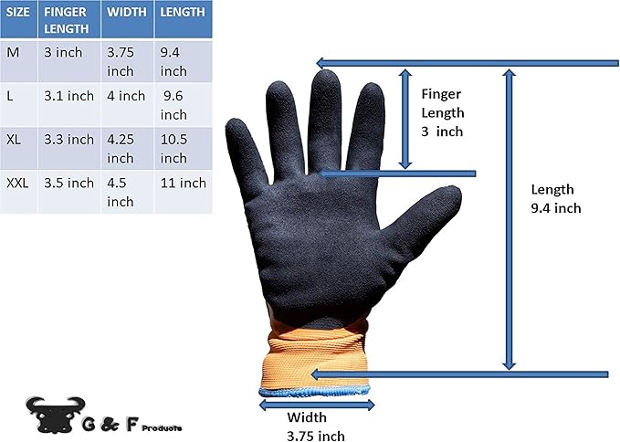 Waterproof cold weather Double Coated Windproof HPT Plam and Fingers Acrylic Terry inner