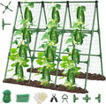 51" x 53" Cucumber Trellis for Raised Bed, A-Frame Garden Trellis for Climbing Plants Outdoor, Rust-Proof Metal Support for Tomato, Peas, Beans, Zucchini & Vines, with Netting & Clips