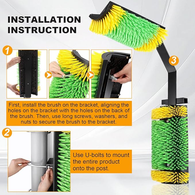 2 Way Livestock Scratching Brush Dual Sided Cow Scratcher Horse Grooming Brush 20" x 11.6" Extra Large Horse Scratching Post Heavy Duty for Cattle Sheep Goats Pigs Massage Tool Supplies