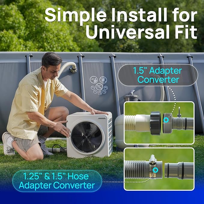 AQUASTRONG 22,000 BTU Inverter Swimming Pool Heat Pump,7.5 COP Pool Heater for Above Ground and Inground Pool Heating Smart WiFi Control and Cooling Pool Heater Pools Up to, 7000 Gallons