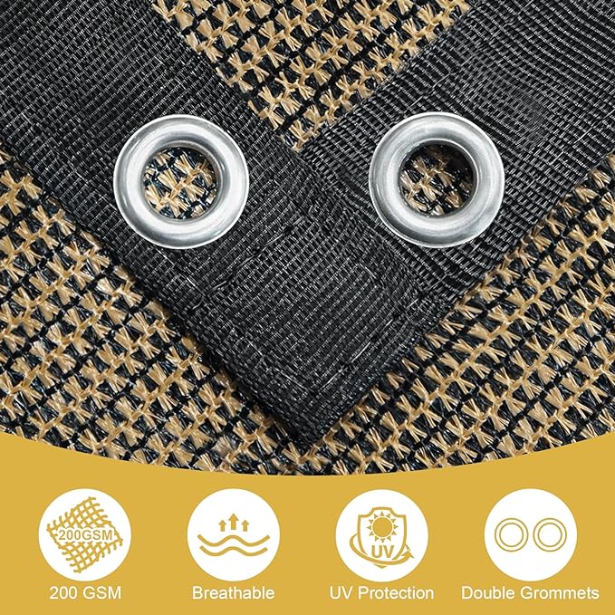 Shade&Beyond Customized Size 90% Sun Shade Cloth with Grommets, 10' X 14' Pergola Shade Cover Canopy, Mesh Tarp Sun Screens for Patio, Outdoor, Garden, Backyard, Mocha