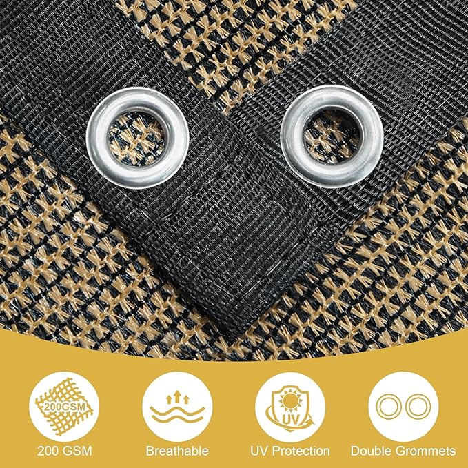 Shade&Beyond Customized Size 90% Sun Shade Cloth with Grommets, 06' X 12' Pergola Shade Cover Canopy, Mesh Tarp Sun Screens for Patio, Outdoor, Garden, Backyard, Mocha, GN09