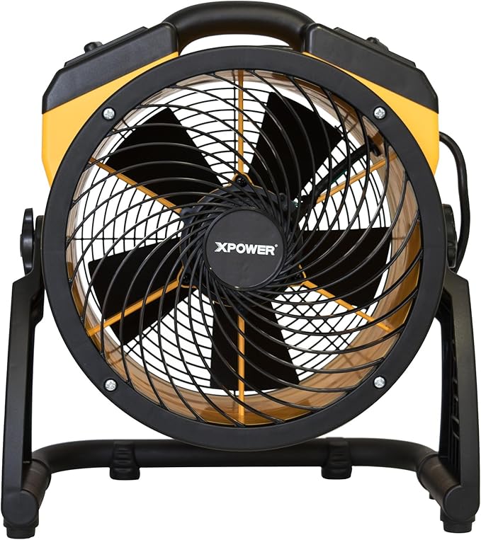 XPOWER FC-100 Heavy Duty Industrial High Velocity Whole Room Air Mover Air Circulator Utility Floor Fan, Variable Speed, Timer, 11 inch, 1100CFM