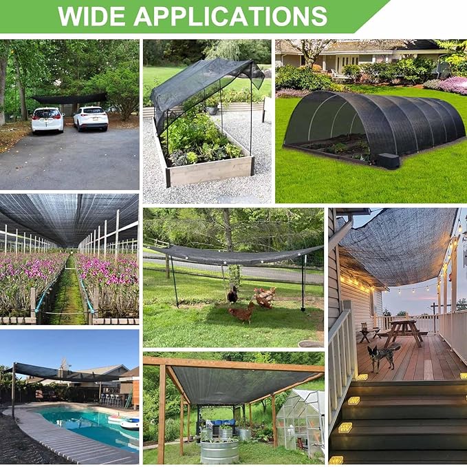 Mklsit Shade Cloth for Garden, 70% 6.5 x 10 FT Black Mesh Tarp with Reinforced Grommets, Sun Shade Net Greenhouse Shade Cloth for Plants Cover, Vegetables, Patio, Chicken Coop Sunshade