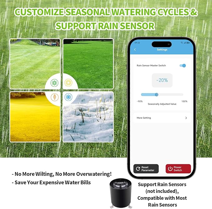 8 Zones WiFi Smart Sprinkler Controller, Briidea Automatic Irrigation Controllers with Customized Watering Schedule & Seasonal Adjustment, Water Efficiently and Keep Your Plants Healthy, MK-117