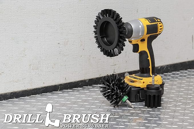 3pc Ultra-Stiff Bristled Crevice Cleaning Brush Set: Ideal Cleaning Supplies for BBQ, Grill, Smoker, and Backyard Accessories - Rust Remover - Concrete Brush - Electric Spin Scrubber for Tight Spaces