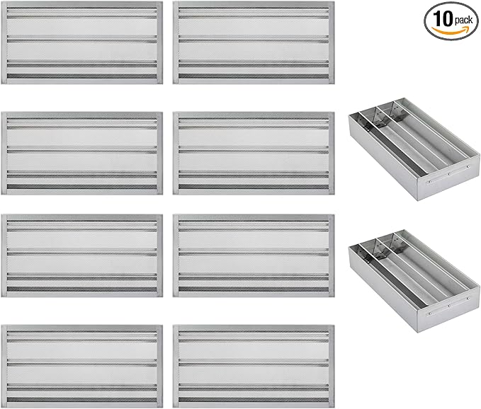 8" x 16" Manual Foundation Vent with Adjustable Louvers for Ventilating Crawl Space Replacement Air Vent for Block & Brick Construction, Aluminum, 73 sq. in. Net Free Vent Area, 10 Pack