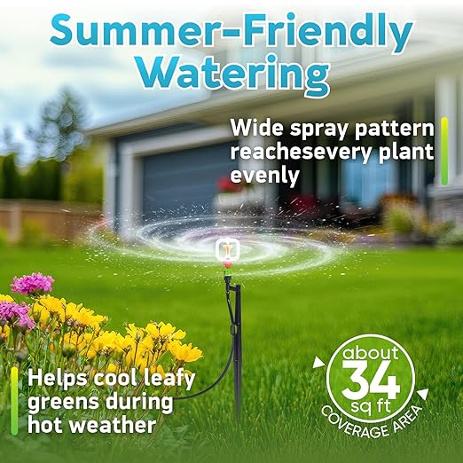 HIRALIY 360° Micro-Spray Garden Irrigation System 50FT, New Garden Watering System, Saving Water Automatic Irrigation Equipment for Patio Lawn