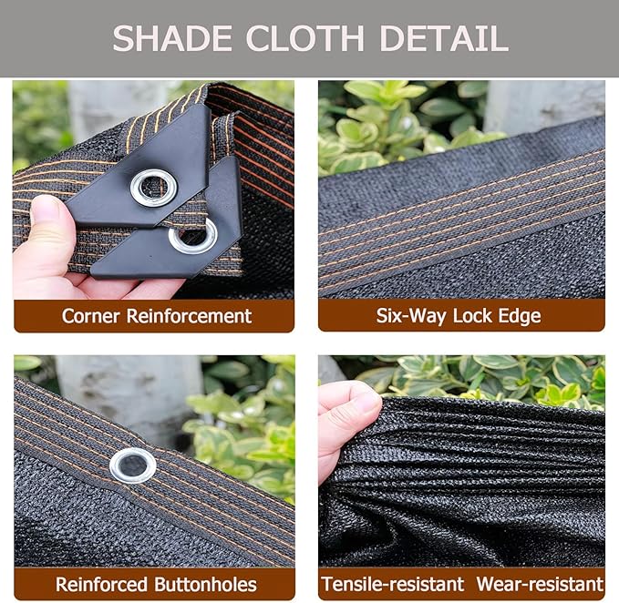 90% Shade Cloth - 12x23FT Plant Shade Mesh Netting with Grommets, Outdoor Sun Shade Cover for Garden Patio Plants Greenhouse Chicken Coop