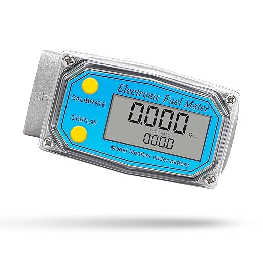 CGOLDENWALL 1 inch 3/4 inch Turbine Flow Meter 2.5~26GPM Fuel Meter Digital Liquid Flowmeter with with 2 NPT Adapters Flow Meter for Water, Diesel, Kerosene, Gasoline with Gallon Unit