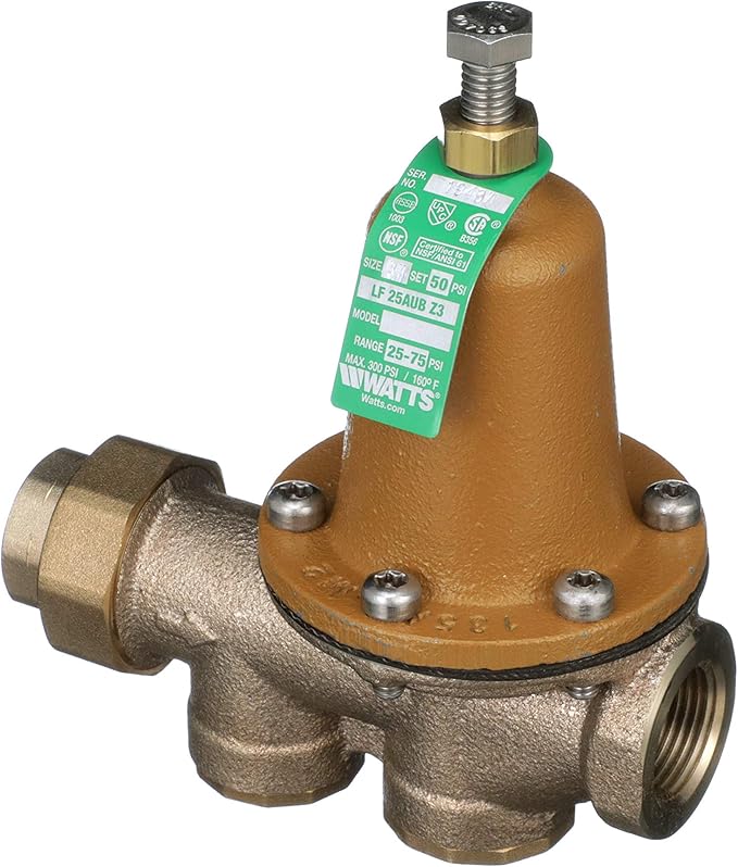 Watts LF25AUB-Z3 Water Pressure Reducing Valve NPT Female Union x NPT Female, Polymer Seat, 3/4 Inch