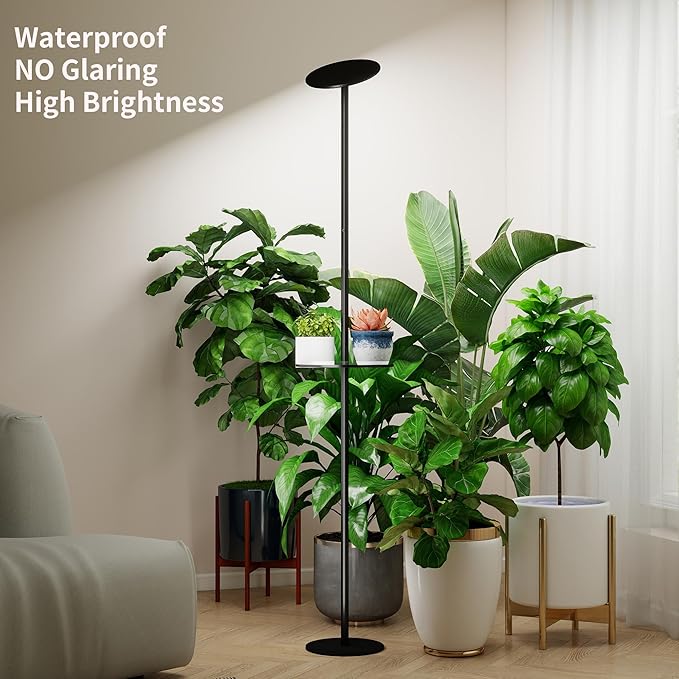 chiphy 69" Full Spectrum Grow Light for Indoor Plants, 40W Tall Plant Lights with Tray, 4/8/12H Timer, 10 Level Dimmable Brightness, Heights Adjustable, Remote Control, Ideal for Large Tall Plants