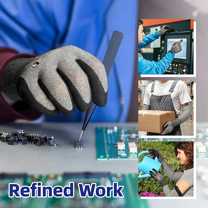 Schwer A4 AIR-SKIN Cut Resistant Work Gloves AR5918 with Extreme Lightweight & Thin, Grip Gloves for Gardening, Fishing, Refined Work, Mechanic, Touch-Screen, 3D-Comfort Fit, 1 Pair (XL)