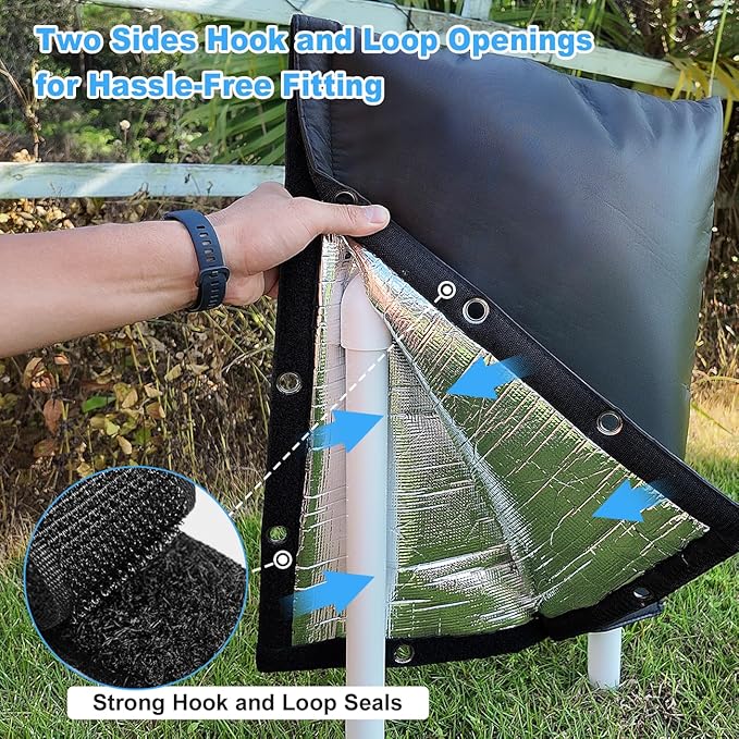 Backflow Insulation Cover for Winter Freeze Protection, Waterproof Five-Layer Design with Grommet Holes,Outdoor Pipe and Sprinkler Cover, 30''W x 24''H- Black