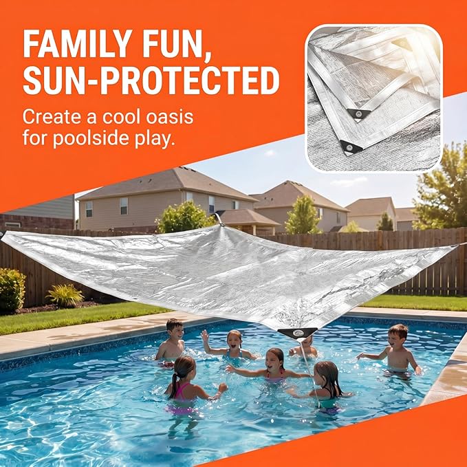 Mindsoft 1 Set Aluminum Shade Cloth 3 x 6 ft Reflective 99% Aluminum Cloth Silver Heat Reflective Tarp for Car Garden Outdoor Pergola Lawn Durable Sunblock Neting Shade Cover with Edge and Hole