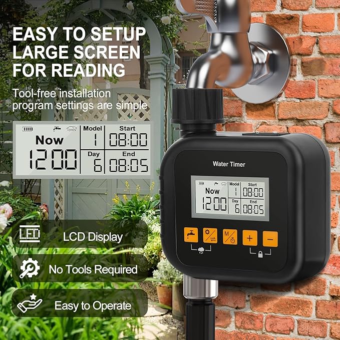 Sprinkler Timer, Water Hose Timer for Garden and Outdoor Irrigation, Garden Irriration System Controller with Rain Sensing.