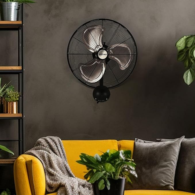 Hurricane 16 Inch Pro High Velocity Corded Electric Classic Oscillating Wall Mount Fan with 3 Speed Settings for Air Circulation, Black (2 Pack)