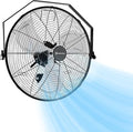 Comfort Zone 20-inch Industrial High Velocity Fan – Heavy Duty All-Metal Floor & Wall Mount Fan, 3-Speed High Power Cooling for Garage, Workshop, or Warehouse – Sealed Motor & Balanced Aluminum Blades