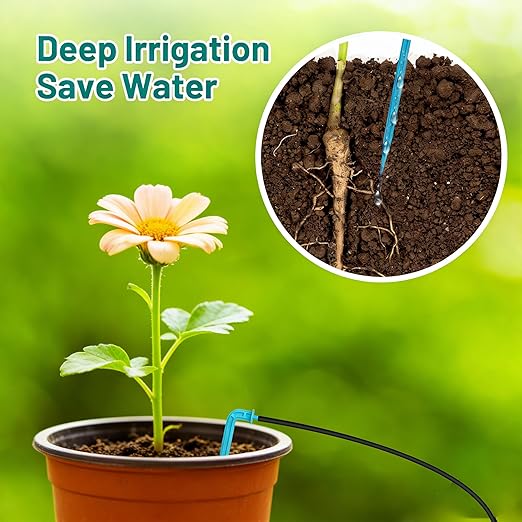 Biling 8W Pro Solar Irrigation System, Digital Programmable Automatic Drip Kit with 3000mAh Battery for Large Gardens, Supports 30+ Potted Plants, Greenhouses, Raised Beds