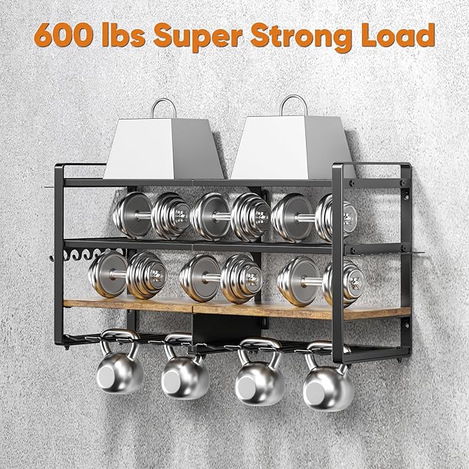 POKIPO Large Power Tool Organizer Wall Mount with 8-Outlet Charging Station, 600lbs Capacity Garage Storage Rack for 8 Cordless Drills Holder, Heavy Duty Metal 4-Layer Battery Utility Rack