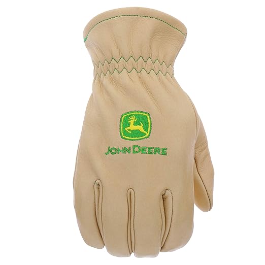 John Deere JD84013-XL Men's Water Resistant Leather Gloves, Abrasion Resistant, Durable, Tan, X-Large