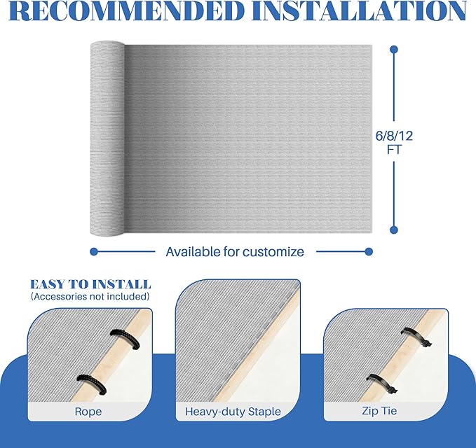 ECOOPTS 6'x80' Sun Shade Roll, Sun Shade UV Blockage Cover for Outdoor Backyard Patio Pergola Greenhouse Plants (Light Gray)