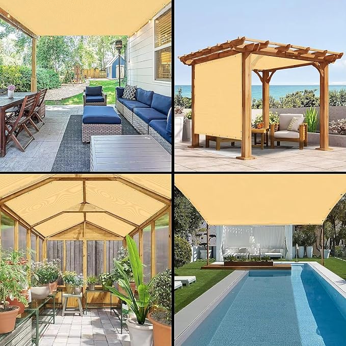 Shade Cloth 90% 8x8 Ft Sun Shade Mesh Netting Cover for Pergola, Garden, Outdoor, Patio, Deck, Backyard