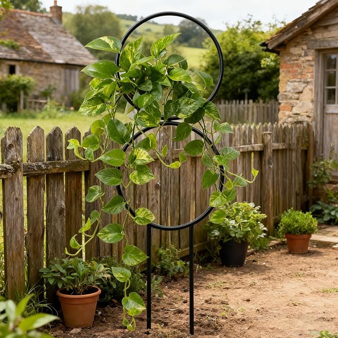 Adjustable Plant Trellis, Metal Support Stake, 24 Inch Frame with Expandable Design, Potted Plant Support, Gardening Accessory with Sturdy Construction, Indoor Outdoor Tool for Flowers Vegetables