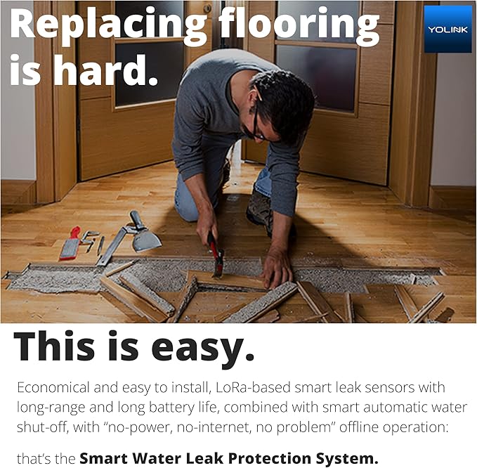 YoLink X3 Version Smart Water Leak Protection Kit: X3 Valve Controller, Bulldog, (4) Leak Sensors & Hub