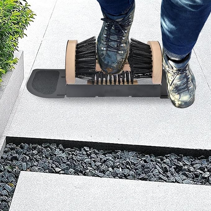 Shoe Scrubber for Porch - Heavy Duty Shoe Dirt Mud Snow Remover, Boot Cleaning Scraper, Boot Scraper | Wood/Meta, Scrubber Brush for Camping Farm Porch Entrance Outside, All Weather Industrial Foot