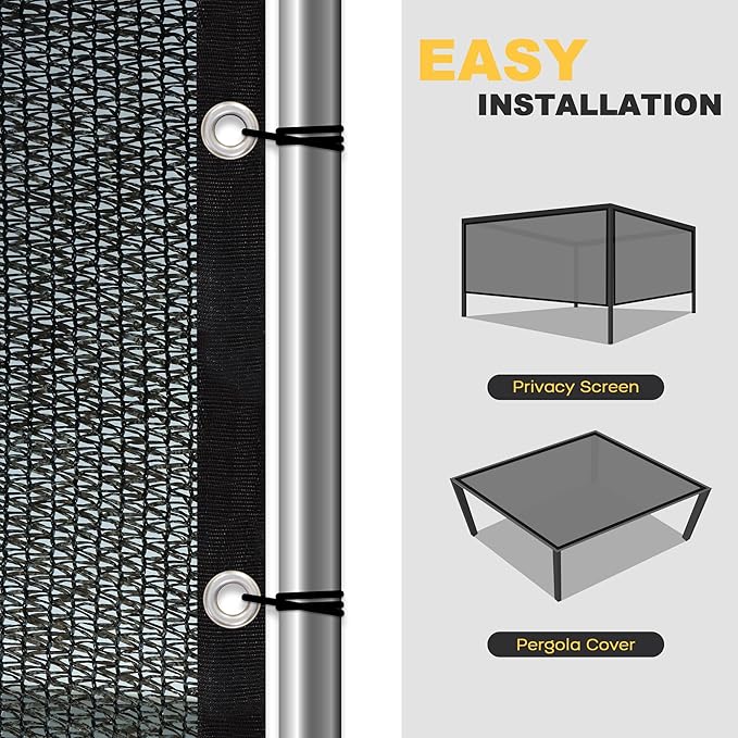 VICLLAX 90% Shade Cloth, 5x10FT Durable Black Mesh Trap with Every 3 FT Grommet, Sun Shade Fabric Netting for for Plants Cover, Greenhouse, Chicken Coop, Barn Kennel, Garden Patio