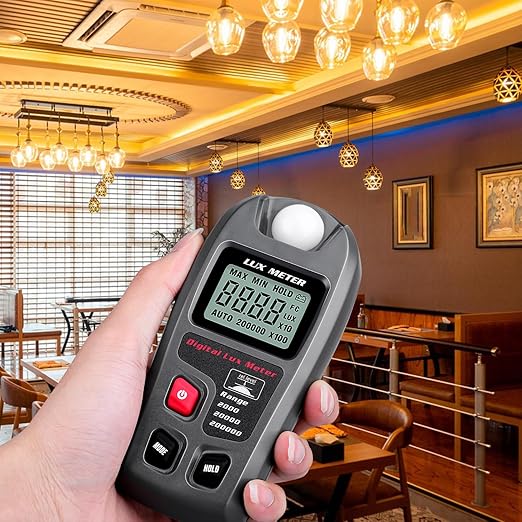 Light Meter, Handheld Lux Meter for Lighting Intensity Brightness Measurement, Digital Light Intensity Meter Range up to 200,000 Lux, Illuminance Sensor with MAX/MIN, Data Hold
