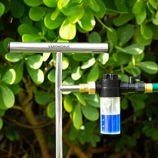 Varomorus 4 oz Fertilizer Injector Bottle with Valve and Hose Adapter