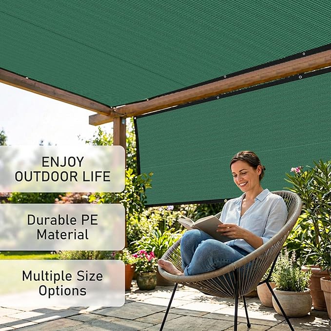Green 10×30FT Shade Cloth,Durable Mesh Tarp with Grommets,for Garden,Car, Outdoor Pergola,Greenhouse,Chicken Coop and Dog Kennel