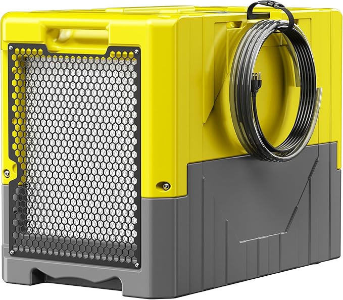 190Pints High Efficiency Commercial Dehumidifier for Basements-6000 Sq.Ft. Industrial Grade Dehumidifiers with Pump & Drain Hose for Crawl Spaces Water Damage Restoration-Light Yellow-1PC